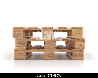 Pallet su sfondo bianco. illustrazione 3d. Foto Stock