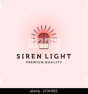 Design dell'illustrazione vettoriale con logo della luce della sirena o della luce della polizia. Luci di segnalazione o lampeggiatori di emergenza rosse con logo Vintage Illustration Design. Luce di emergenza Creative L Illustrazione Vettoriale