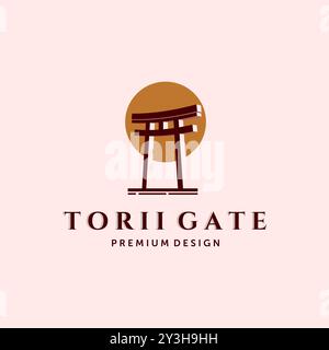 Design dell'illustrazione vettoriale con logo del gate tradizionale giapponese o torii. Concept del logo Modern Creative Torii Illustration. Illustrazione Vettoriale