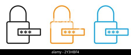 Insieme di logo vettoriale con icona di blocco del codice per l'interfaccia utente dell'app Web Illustrazione Vettoriale