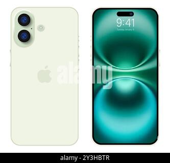 IPhone 16 se verde, più mockup. Editoriale Illustrazione Vettoriale