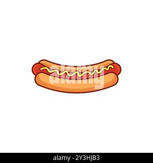 Hot Dog classico con illustrazione vettoriale di senape Illustrazione Vettoriale