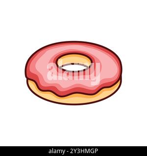 Illustrazione vettoriale Pink Frosted Donut Illustrazione Vettoriale