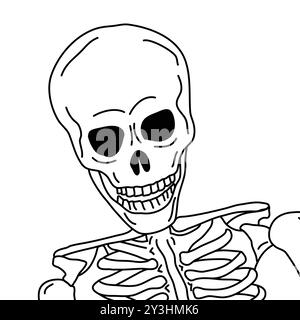 Illustrazione vettoriale di schizzo dello scheletro del cartone animato - cranio e ossa Illustrazione Vettoriale