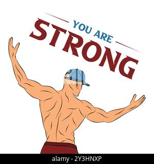 Citazioni Art - stile scritto a mano YOU ARE STRONG' Inspirational Illustrazione Vettoriale