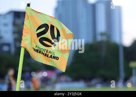 Brisbane, Australia. 14 settembre 2024. Perry Park, 14 settembre 2024: Calcio d'angolo del Queensland durante la partita tra Moreton City Excelsior e Melbourne Victory nei quarti di finale di Coppa Australia a Perry Park Matthew Starling (Promediapix/SPP) credito: SPP Sport Press Photo. /Alamy Live News Foto Stock