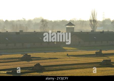 Vista interna del campo di concentramento di Birkenau (Auschwitz II-Birkenau) - Polonia Foto Stock