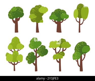 Cartoni animati alberi della foresta Illustrazione Vettoriale