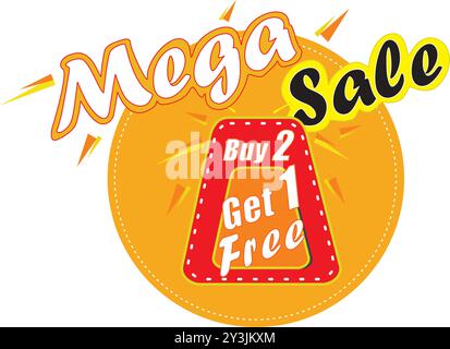 Mega sale Acquista 2 e ottieni 1 design gratuiti per le promozioni di vendita Illustrazione Vettoriale