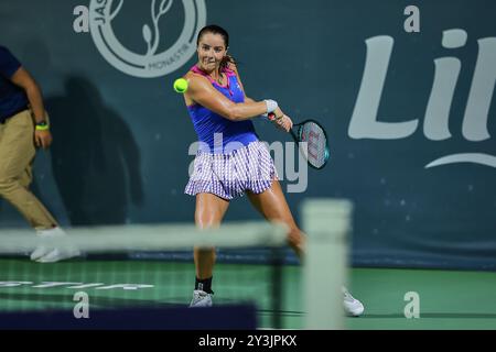 Monastir, Monastir, Tunisia. 12 settembre 2024. Jodie Burrage of Great Britain torna in azione con il rovescio durante il Jasmin Open Monastir 2024 - Womens Tennis, WTA250 (Credit Image: © Mathias Schulz/ZUMA Press Wire) SOLO PER USO EDITORIALE! Non per USO commerciale! Crediti: ZUMA Press, Inc./Alamy Live News Foto Stock