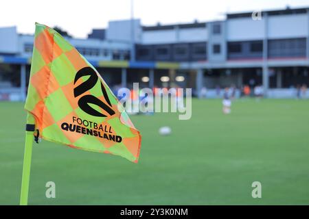 Brisbane, Australia. 14 settembre 2024. Perry Park, 14 settembre 2024: Calcio d'angolo del Queensland durante la partita tra Moreton City Excelsior e Melbourne Victory nei quarti di finale di Coppa Australia a Perry Park Matthew Starling (Promediapix/SPP) credito: SPP Sport Press Photo. /Alamy Live News Foto Stock