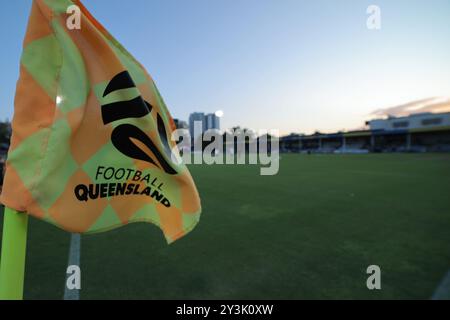 Brisbane, Australia. 14 settembre 2024. Perry Park, 14 settembre 2024: Calcio d'angolo del Queensland durante la partita tra Moreton City Excelsior e Melbourne Victory nei quarti di finale di Coppa Australia a Perry Park Matthew Starling (Promediapix/SPP) credito: SPP Sport Press Photo. /Alamy Live News Foto Stock