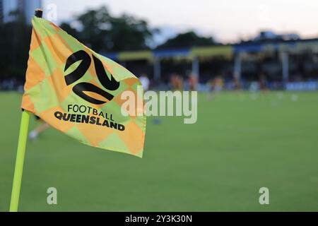 Brisbane, Australia. 14 settembre 2024. Perry Park, 14 settembre 2024: Calcio d'angolo del Queensland durante la partita tra Moreton City Excelsior e Melbourne Victory nei quarti di finale di Coppa Australia a Perry Park Matthew Starling (Promediapix/SPP) credito: SPP Sport Press Photo. /Alamy Live News Foto Stock