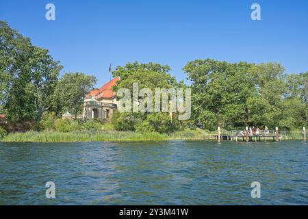 Borsig Villa, Halbinsel Reiherwerder, Tegeler SEE, Tegel, Reinickendorf, Berlino, Deutschland *** Borsig Villa, penisola di Reiherwerder, Tegeler SEE, Tegel, Reinickendorf, Berlino, Germania Foto Stock