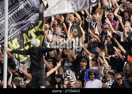 Empoli, Italia. 14 settembre 2024. Tifosi della Juventus durante la partita di calcio di serie A tra Empoli e Juventus al &#x201c;Carlo Castellani - computer Gross Arena&#x201d; Stadio di Empoli (FI), centro Italia - sabato 14 settembre 2024. Sport - calcio (foto di Marco Bucco/la Presse) credito: LaPresse/Alamy Live News Foto Stock