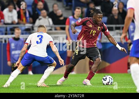 Johan Bakayoko (19) del Belgio nella foto di una partita di calcio tra le squadre nazionali francesi, chiamate les Bleus e Belgio, chiamate i Red Devils nella seconda partita del girone A2 della UEFA Nations League , venerdì 9 settembre 2024 a Lione, Francia . Foto Sportpix | David Catry Foto Stock