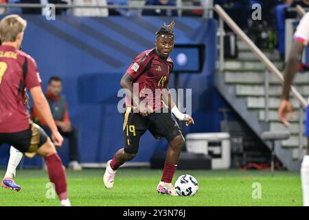 Johan Bakayoko (19) del Belgio nella foto di una partita di calcio tra le squadre nazionali francesi, chiamate les Bleus e Belgio, chiamate i Red Devils nella seconda partita del girone A2 della UEFA Nations League , venerdì 9 settembre 2024 a Lione, Francia . Foto Sportpix | David Catry Foto Stock