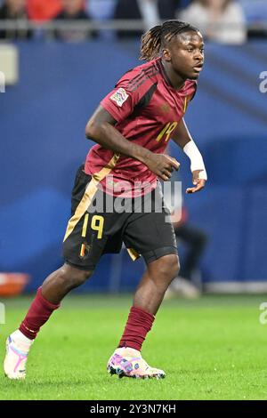 Johan Bakayoko (19) del Belgio nella foto di una partita di calcio tra le squadre nazionali francesi, chiamate les Bleus e Belgio, chiamate i Red Devils nella seconda partita del girone A2 della UEFA Nations League , venerdì 9 settembre 2024 a Lione, Francia . Foto Sportpix | David Catry Foto Stock