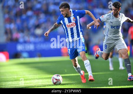 Cornella El Prat, ESP. 14 settembre 2024. RCD ESPANYOL vs DEPORTIVO ALAVES 14 settembre 2024 Jofre (17) dell'RCD Espanyol durante la partita tra RCD Espanyol e FC Barcelona corrispondente alla quinta giornata di la Liga EA SPORTS allo stadio RCDE di Barcellona, Spagna. Crediti: Rosdemora/Alamy Live News Foto Stock