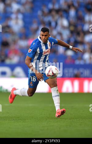 Cornella El Prat, ESP. 14 settembre 2024. RCD ESPANYOL vs DEPORTIVO ALAVES 14 settembre 2024 Cheddira (16) di RCD Espanyol durante la partita tra RCD Espanyol e FC Barcelona corrispondente alla quinta giornata di la Liga EA SPORTS allo stadio RCDE di Barcellona, Spagna. Crediti: Rosdemora/Alamy Live News Foto Stock