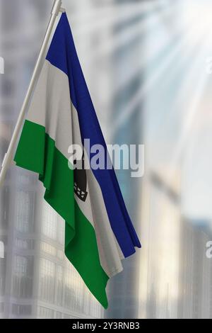 Bandiera nazionale del Lesotho. Rendering 3D. Foto Stock