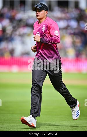 Edgbaston, Birmingham, Regno Unito. 14 settembre 2024. Vitality Blast T20 League Cricket Finals Day; semifinale, Surrey, Somerset; Will Smeed of Somerset Credit: Action Plus Sports/Alamy Live News Foto Stock