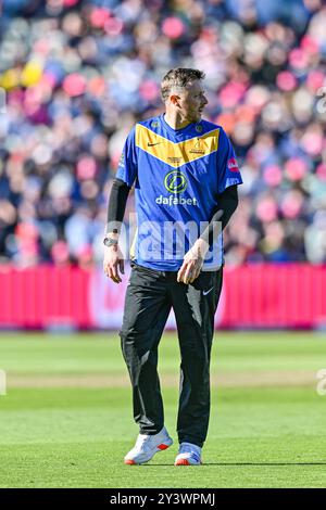 Edgbaston, Birmingham, Regno Unito. 14 settembre 2024. Vitality Blast T20 League Cricket Finals Day; semifinale, Gloucester, Sussex; Ollie Robinson del Sussex Credit: Action Plus Sports/Alamy Live News Foto Stock