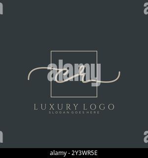 CR disegno iniziale del logo della scrittura a mano Illustrazione Vettoriale