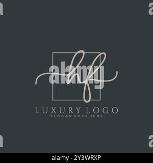 Design iniziale del logo per la scrittura a mano HF Illustrazione Vettoriale