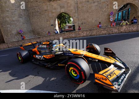 Circuito cittadino di Baku, Baku, Azerbaigian. 14 settembre 2024. Formula 1 Azerbaijan Grand Prix 2024; giorno di qualificazione; numero 81 McLaren driver Oscar Piastri durante le sessioni di qualificazione Credit: Action Plus Sports/Alamy Live News Foto Stock