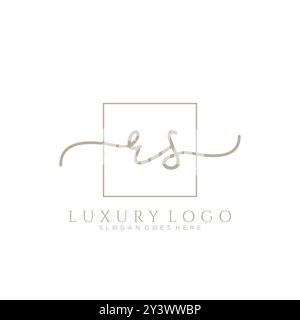 Design iniziale con logo per la scrittura a mano RS Illustrazione Vettoriale