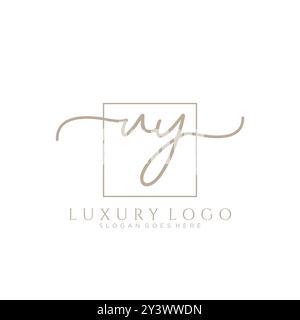 Design iniziale del logo di scrittura a mano UY Illustrazione Vettoriale