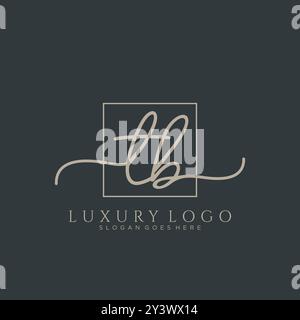 TB disegno iniziale del logo della scrittura a mano Illustrazione Vettoriale