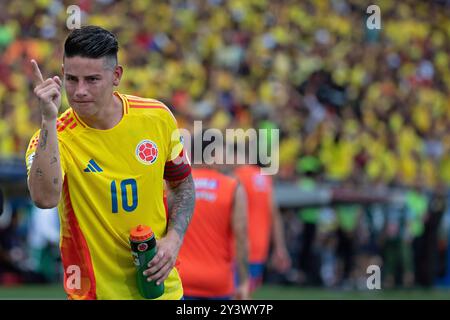 10 settembre 2024: Metropolitano Robert Melendez, Barranquilla, Colombia: Qualificazione ai Mondiali 2026, Colombia contro Argentina: James Rodríguez colombiano celebra il suo gol Foto Stock