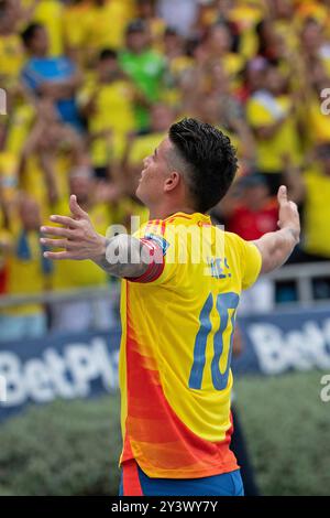 10 settembre 2024: Metropolitano Robert Melendez, Barranquilla, Colombia: Qualificazione ai Mondiali 2026, Colombia contro Argentina: James Rodríguez colombiano celebra il suo gol Foto Stock