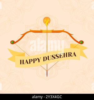 disegno piatto illustrativo per il festival happy dussehra Illustrazione Vettoriale