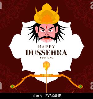illustrazione del festival happy dussehra con design piatto Illustrazione Vettoriale