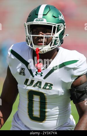 14 settembre 2024: Linebacker OC Brothers #0 Alabama Birmingham schiera. Arkansas sconfisse UAB 37-27 a Fayetteville, AR. Richey Miller/CSM Foto Stock