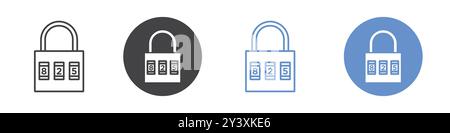 Icona di blocco del codice simbolo vettoriale o collezione di set di segni con contorno in bianco e nero Illustrazione Vettoriale