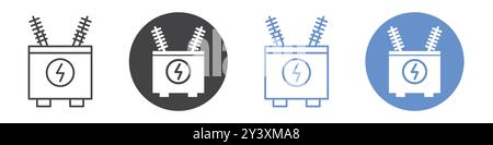 Icona trasformatore simbolo vettoriale o collezione set di segni in bianco e nero Illustrazione Vettoriale