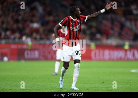 Milano, Italia. 14 settembre 2024. Tammy Abraham dell'AC Milan gesti durante la partita di serie A tra l'AC Milan e il Venezia FC allo Stadio Giuseppe Meazza il 14 settembre 2024 a Milano. Crediti: Marco Canoniero/Alamy Live News Foto Stock