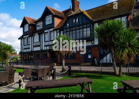 Lo Swan Inn è un hotel popolare nell'attraente villaggio lungo il fiume di Horning Norfolk Broads, Inghilterra, Regno Unito Foto Stock