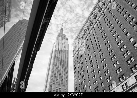 Empire State Building in bianco e nero, New York City Foto Stock