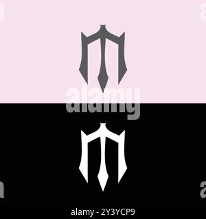 Illustrazione del vettore dell'icona M line art iniziale astratta Illustrazione Vettoriale