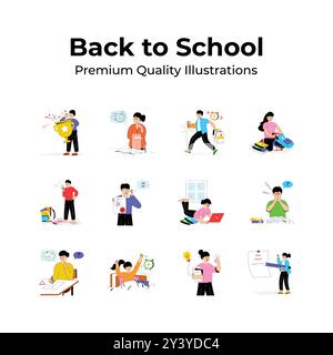 Una serie di illustrazioni di alta qualità Back to School Illustrazione Vettoriale