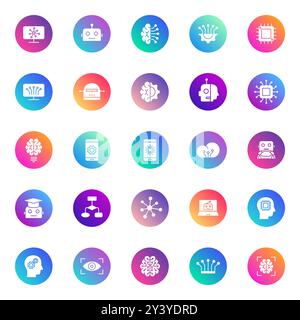 Icone vettoriali dell'intelligenza artificiale Illustrazione Vettoriale