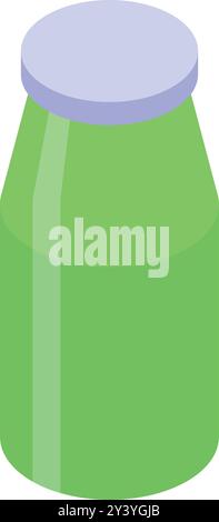 Illustrazione isometrica di un vaso verde con coperchio chiuso, potenzialmente contenente una bevanda o un prodotto alimentare Illustrazione Vettoriale