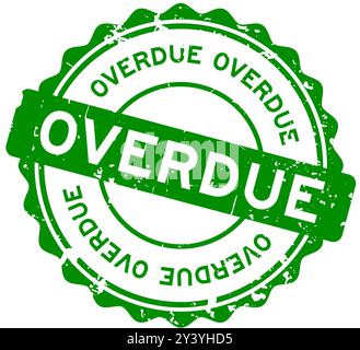 Verde grunge, parola scaduta, timbro rotondo con guarnizione in gomma su sfondo bianco Illustrazione Vettoriale