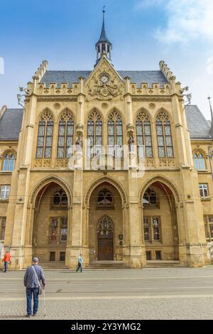 Edificio del municipio sul mercato del pesce di Erfurt, Germania Foto Stock