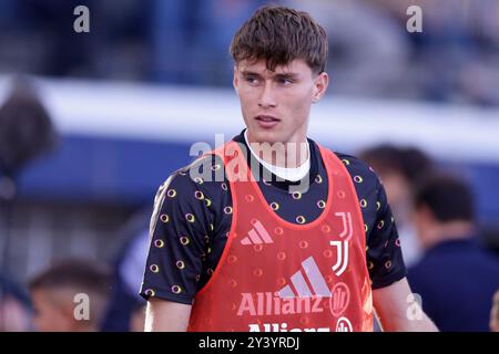 Il difensore italiano della Juventus Nicolo Savona durante la partita di serie A Empoli vs Juventus allo stadio Carlo Castellani il 14 settembre 2024 a Empoli. Foto Stock